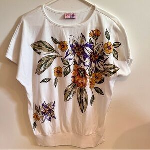 Vintage 1980s Floral Embellished Tee, M-L